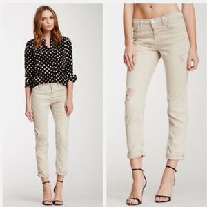 J Brand Aidan Boyfriend Natural Tan Distressed Slouchy Sz: 25 Straight Leg Jeans
